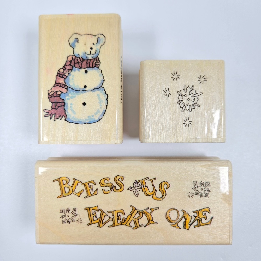 Uptown Rubber Stamps Boyds Collection LTD Snowbeary Snowflake Bless Us Every One